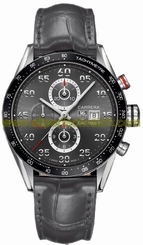 TAG Heuer Watches : CAR2A11.FC6313 Self Winding Automatic Calibre 1887 Polished Stainless Steel Anthracite Red Accented Chronograph With Date At 3 Dial Anthracite/grey Crocodile Leather Band Men Watch