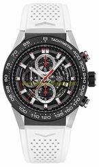 TAG Heuer Watches : CAR2A1Z.FT6051 Automatic Chronograph Date White Rubber Men Watch