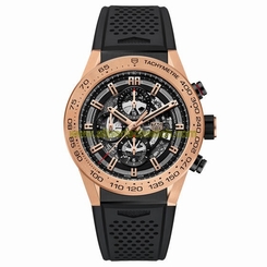TAG Heuer Watches : CAR2A5B.FT6044 Automatic Chronograph Date 18k Rose Gold Case Black Rubber Men Watch