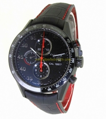 TAG Heuer Watches : CAR2A80.FC6237 Automatic Chronograph Black Dial Date Leather Men Watch