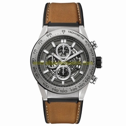 TAG Heuer Watches : CAR2A8A.FT6072 Caliber Heuer 01 Chronograph Date Brown Leather Men Watch