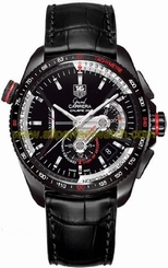 TAG Heuer Watches : CAV5185.FC6257 Automatic Black Dial Titanium Case With Black Leather Strap Men Watch