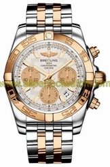 Breitling Watches : CB014012/G713-TT Automatic Silver With Gold Sub-dials And Date At 4 Dial 18kt Rose Gold/stainless Steel Band Men Watch