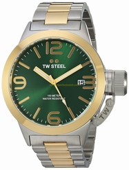 TW Steel Watches : CB61 Green Dial Stainless Steel Gold Plated Women Watch