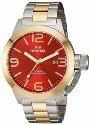 TW Steel Watches : CB72 Red Dial Stainless Steel Band Men Watch