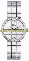 Christian Dior Watches : CD047110M001 Quartz Silver Diamond Dial Diamond Bezel Stainless Steel Women Watch