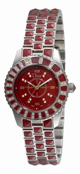 Christian Dior Watches : CD11211DM001 Red Dial Stainless Steel Band Women Watch