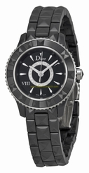 Christian Dior Watches : CD1221E0C001 Black Lacquered Set With Diamonds Quartz Women Watch