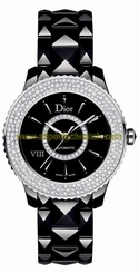 Christian Dior Watches : CD1235E1C001 Automatic Black Dial Diamond Bezel Black Ceramic Women Watch