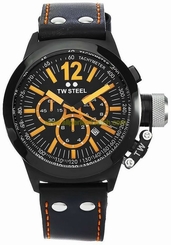 TW Steel Watches : CE1029R Quartz Chronograph Black Dial Date Black Leather Men Watch