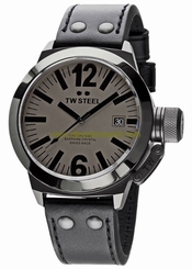TW Steel Watches : CE1051_tw_steel Quartz Gray Dial Date Black Leather Men Watch