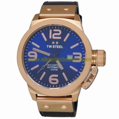 TW Steel Watches : CE1202 Automatic Analog Date PVD Rose Gold Plated Case Blue Leather Men Watch