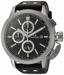 TW Steel Watches : CE7001 Black Dial Chronograph Date Black Leather Men Watch