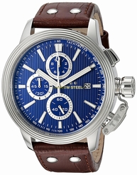 TW Steel Watches : CE7009 Blue Dial Chronograph Date Brown Leather Men Watch