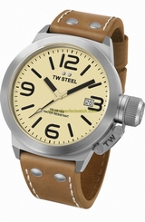 TW Steel Watches : CS12 Quartz Analog Date Brown Leather 50mm Men Watch
