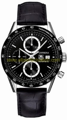 TAG Heuer Watches : CV2010.FC6266 Automatic Black Dial Stainless Steel Case With Black Leather Strap Men Watch