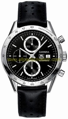 TAG Heuer Watches : CV2016.FC6205 Automatic Chronograph Black Leather Men Watch