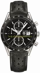 TAG Heuer Watches : CV201AJ.FC6357 Automatic Calibre 16 Chronograph Date Black Leather Men Watch