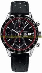 TAG Heuer Watches : CV201Z.FC6233 Automatic Black Dial, Red Hand Seconds, Stainless Steel Case With Black Leather Strap Men Watch