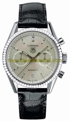 TAG Heuer Watches : CV2116.FC6180 Automatic Chronograph Date Diamond Bezel Black Leather Men Watch