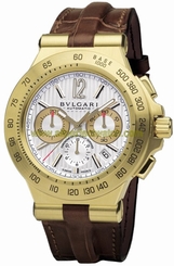 Bvlgari Watches : DP42C6GLDCH Automatic Chronograph 18ct Yellow Gold Case Brown Leather Men Watch