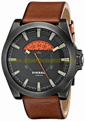 Diesel Watches : DZ1660 Quartz Black Dial Brown Leather Men Watch