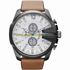 Diesel Watches : DZ4280 Quartz White Dial Stainless Steel Case With Brown Leather Strap Men Watch