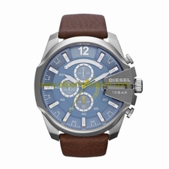 Diesel Watches : DZ4281 Quartz Light Blue Dial Stainless Steel Case With Brown Leather Strap Men Watch