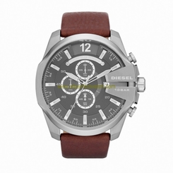 Diesel Watches : DZ4290 Quartz Gray Dial Stainless Steel Case With Brown Leather Strap Men Watch