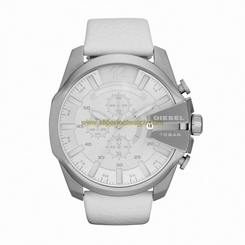 Diesel Watches : DZ4292 Quartz White Dial Stainless Steel Case With White Leather Strap Men Watch