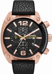 Diesel Watches : DZ4297 Quartz Chronograph Date Black Leather Strap Men Watch