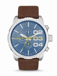 Diesel Watches : DZ4330 Quartz Chronograph Blue Dial Brown Leather Men Watch