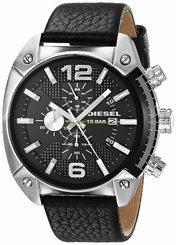 Diesel Watches : DZ4341 Quartz Chronograph Date Black Leather Men Watch