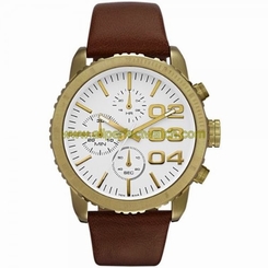 Diesel Watches : DZ5328 Quartz Gold Tone Stainless Steel Case With Brown Leather Strap Unisex Watch
