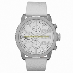 Diesel Watches : DZ5330 Quartz White Dial Stainless Steel Case With White Leather Strap Women Watch
