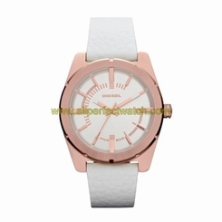 Diesel Watches : DZ5342 Quartz White Dial Rose Gold Tone Stainless Steel Case With White Leather Strap Women Watch