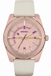 Diesel Watches : DZ5358 Quartz Rose Gold Stainless Steel Dial And Case With White Leather Strap Women Watch