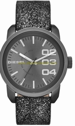 Diesel Watches : DZ5373 Quartz Analog Silver Leather Strap Women Watch