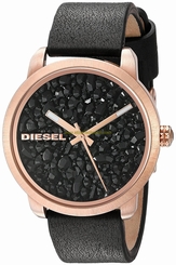Diesel Watches : DZ5520 Quartz Black Metallic Geode Dial Black Leather Women Watch