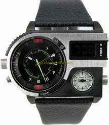 Diesel Watches : DZ7207 Quartz Analog Digital Black Leather Strap Men Watch