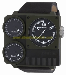 Diesel Watches : DZ7248 Quartz Triple Time Zone Dial Black Leather Men Watch
