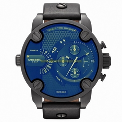 Diesel Watches : DZ7257 Quartz Stainless Steel Case With Black Leather Strap Men Watch