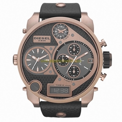 Diesel Watches : DZ7261 Quartz Black Dial Rose Gold Tone Stainless Steel Case With Black Leather Strap Men Watch