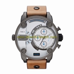 Diesel Watches : DZ7269 Quartz White Dial Stainless Steel Case With Brown Leather Strap Men Watch