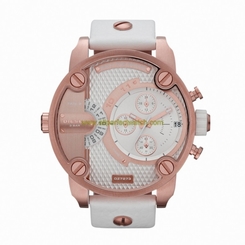 Diesel Watches : DZ7271 Quartz Rose Gold And White Dial With Rose Gold And Stainless Steel Case With White Leather Strap Men Watch