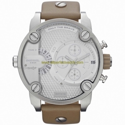 Diesel Watches : DZ7272 Quartz Silver Dial Stainless Steel Case Wtih Brown Leather Strap Men Watch