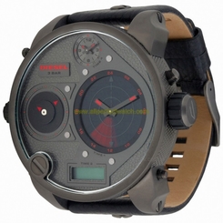 Diesel Watches : DZ7297 Quartz Chronograph Radar Dial Black Leather Men Watch