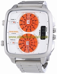 Diesel Watches : DZ7304 Quartz Triple Time Orange Dial Stainless Steel Men Watch