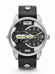 Diesel Watches : DZ7307 Quartz Dual Time Black Dial Leather Men Watch