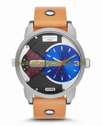 Diesel Watches : DZ7308 Quartz Dual Time Blue Dial Leather Men Watch